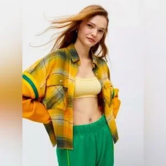 BDG Tops - BDG - Yellow & Green Caleb Sporty Shirt